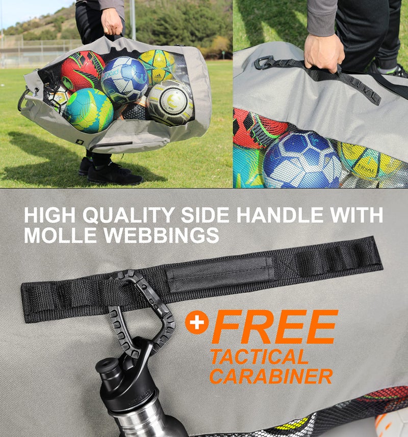 Fitdom Heavy Duty XL Soccer Mesh Equipment Ball Bag w/Adjustable Shoulder Strap Design for Coach. with an Over-Sized Front Pocket for Sporting Accessories. Best for All Outdoor & Water Gears - Image 4